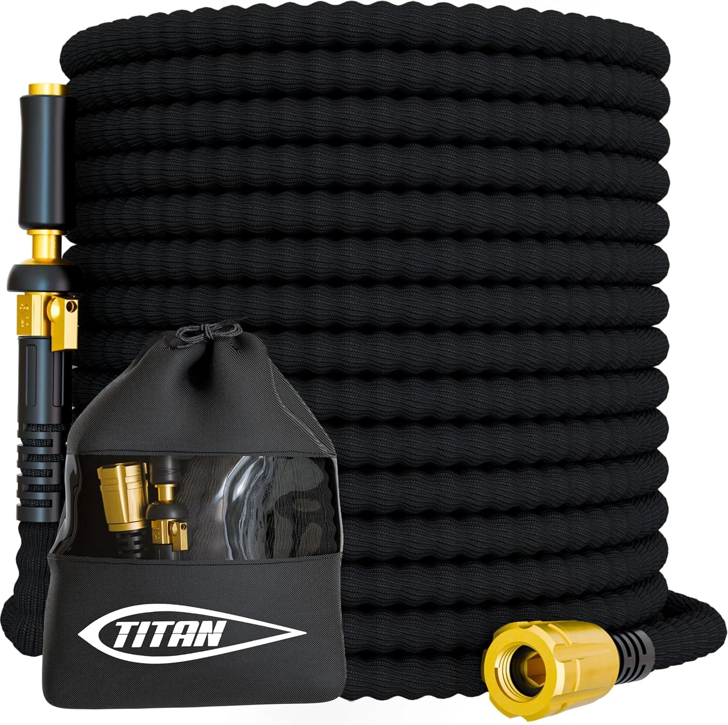 New Arrivals Flexible Garden Hose 100FT, Ultra Lightweight, Heavy Duty Water Hose with Brass Fittings & Jet Nozzle - Image 2