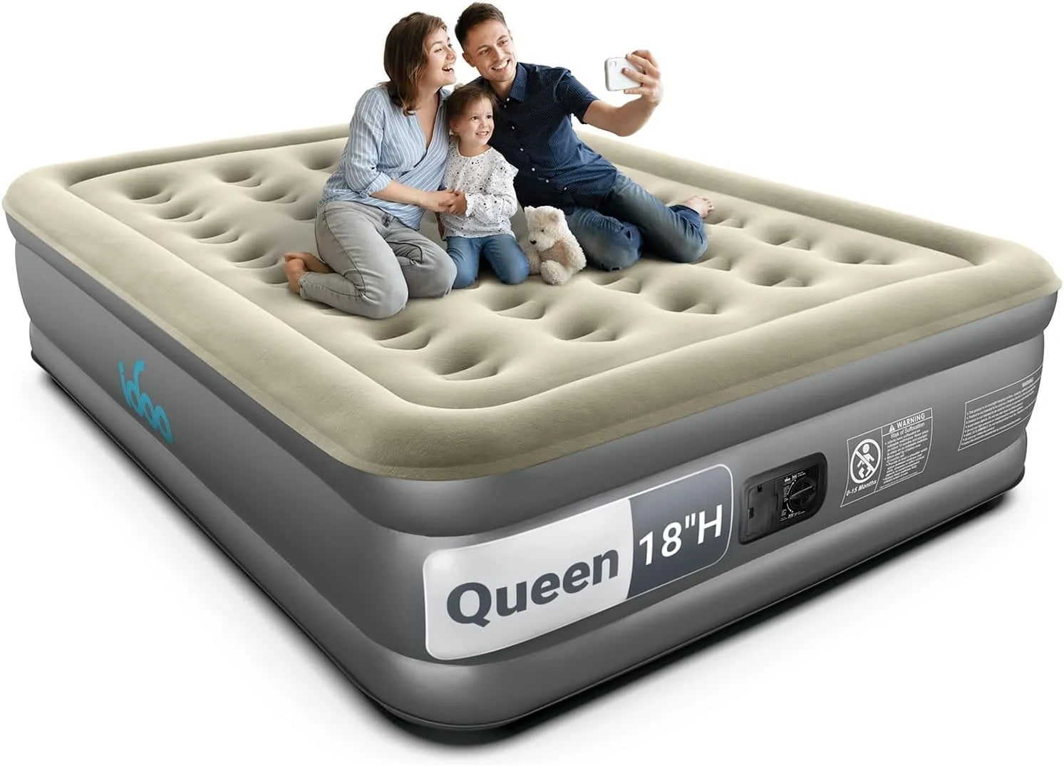 New Arrivals Queen Air Mattress with Built in Pump, 18 Raised Comfort Inflatable Blow up Mattress, Upgraded Support Structure