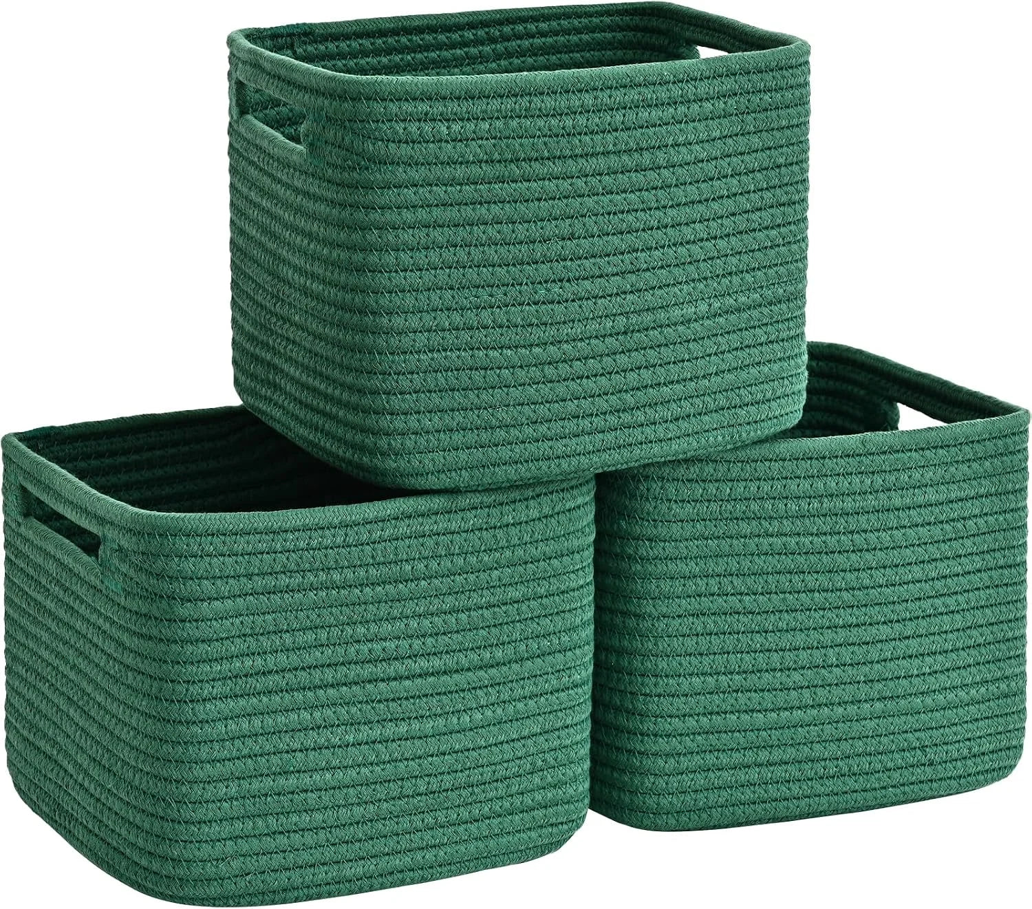 3 Pack Cube Storage Bin, 9”x9”x7” Cotton Rope Woven Baskets for Organizing Toys Clothes Towels, Square Gift bifanuoyard