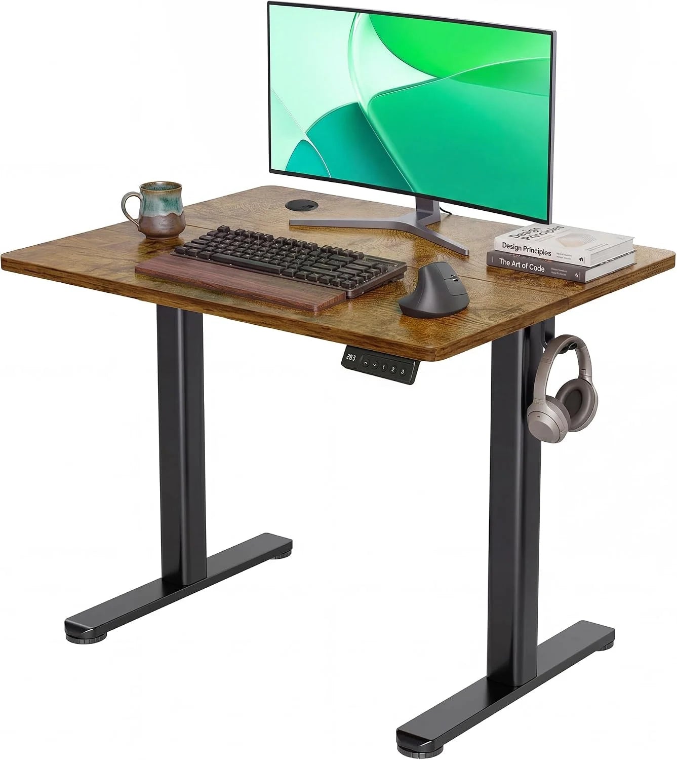 New Arrivals Electric Standing Desk, Adjustable Height Stand up Desk, 24x48 Inches Sit Stand Home Office Desk with Splice - Image 3