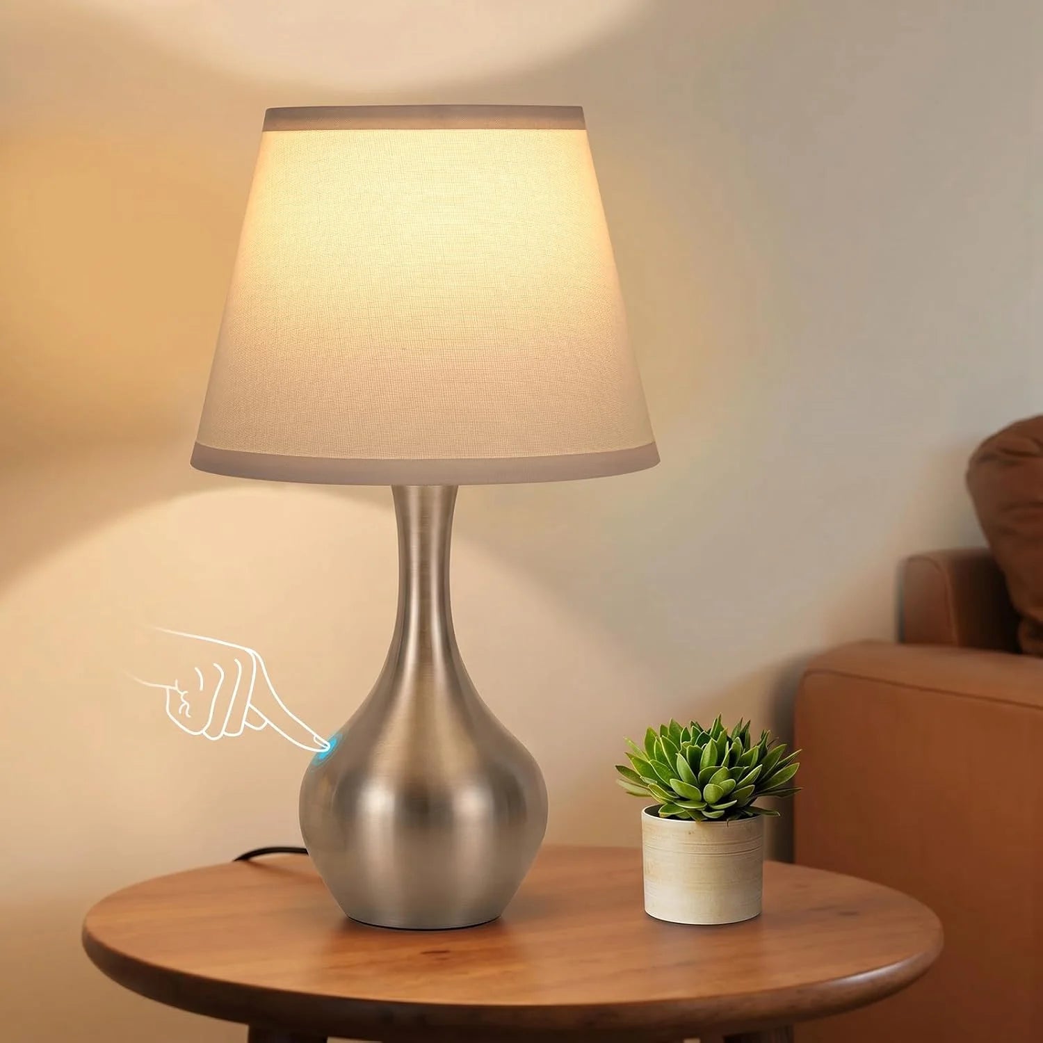 Touch Table Lamp, Dimmable, Bulb Included, Wood-Paint Desk Lamp for Kids Room - Image 6