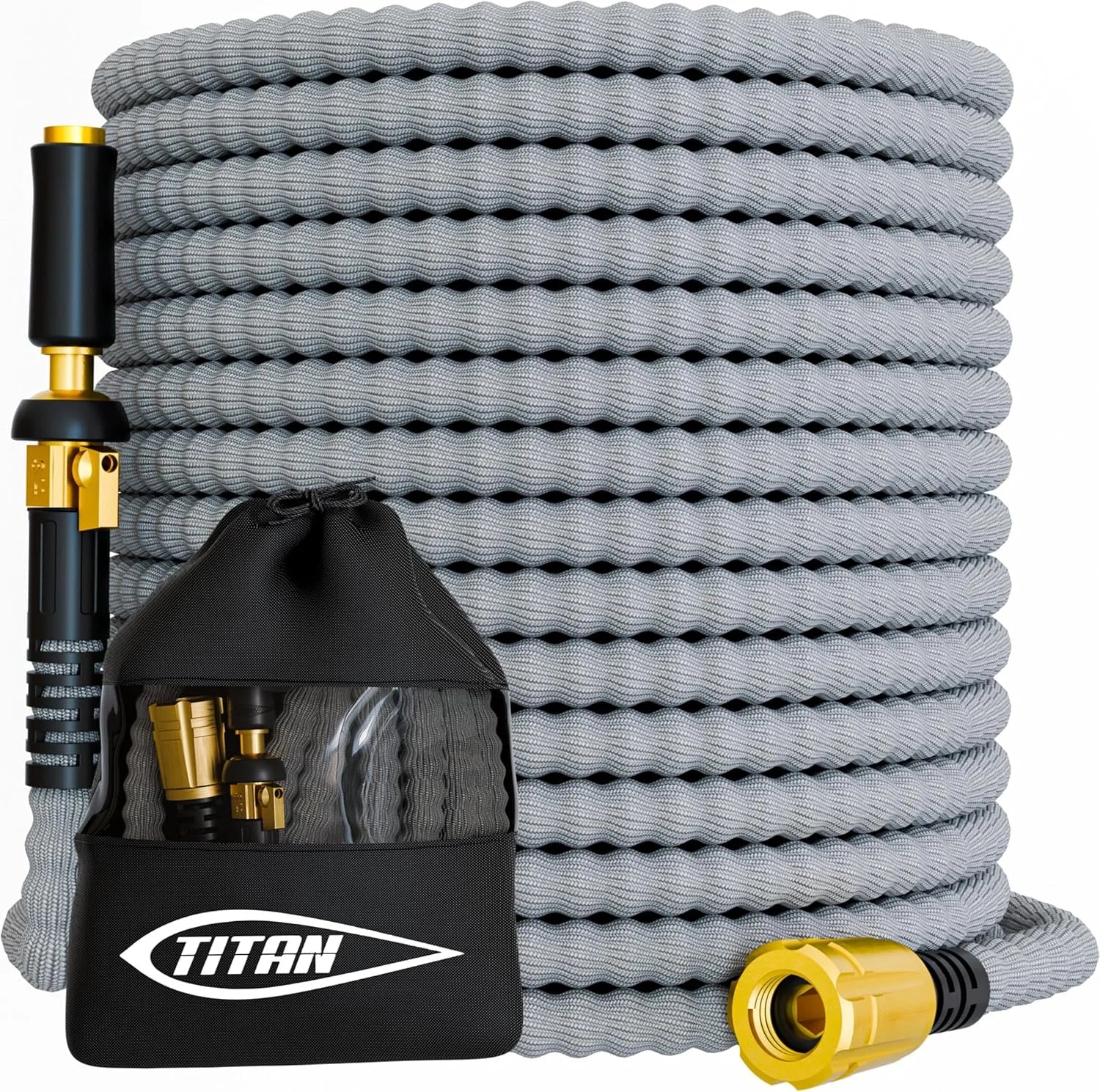 New Arrivals Flexible Garden Hose 100FT, Ultra Lightweight, Heavy Duty Water Hose with Brass Fittings & Jet Nozzle - Image 3