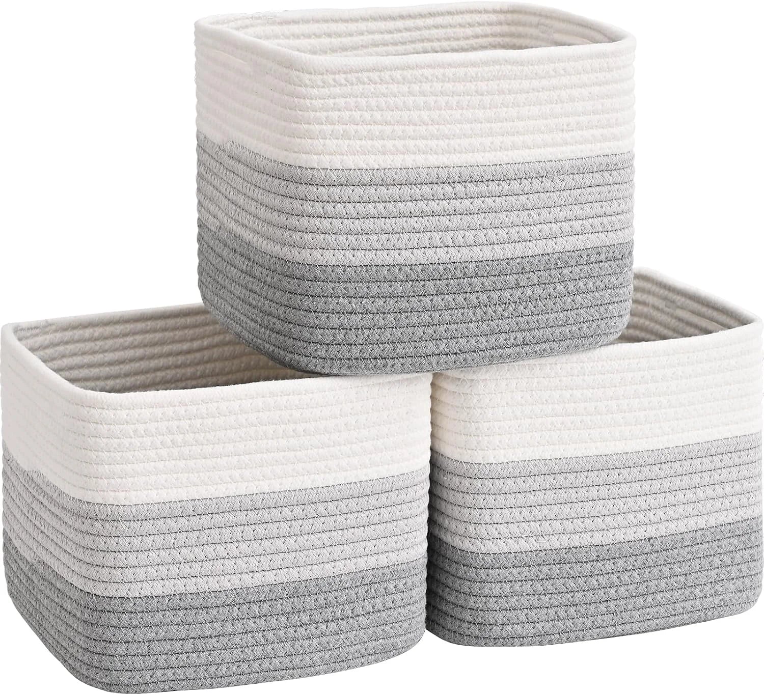 3 Pack Cube Storage Bin, 9”x9”x7” Cotton Rope Woven Baskets for Organizing Toys Clothes Towels, Square Gift bifanuoyard - Image 2