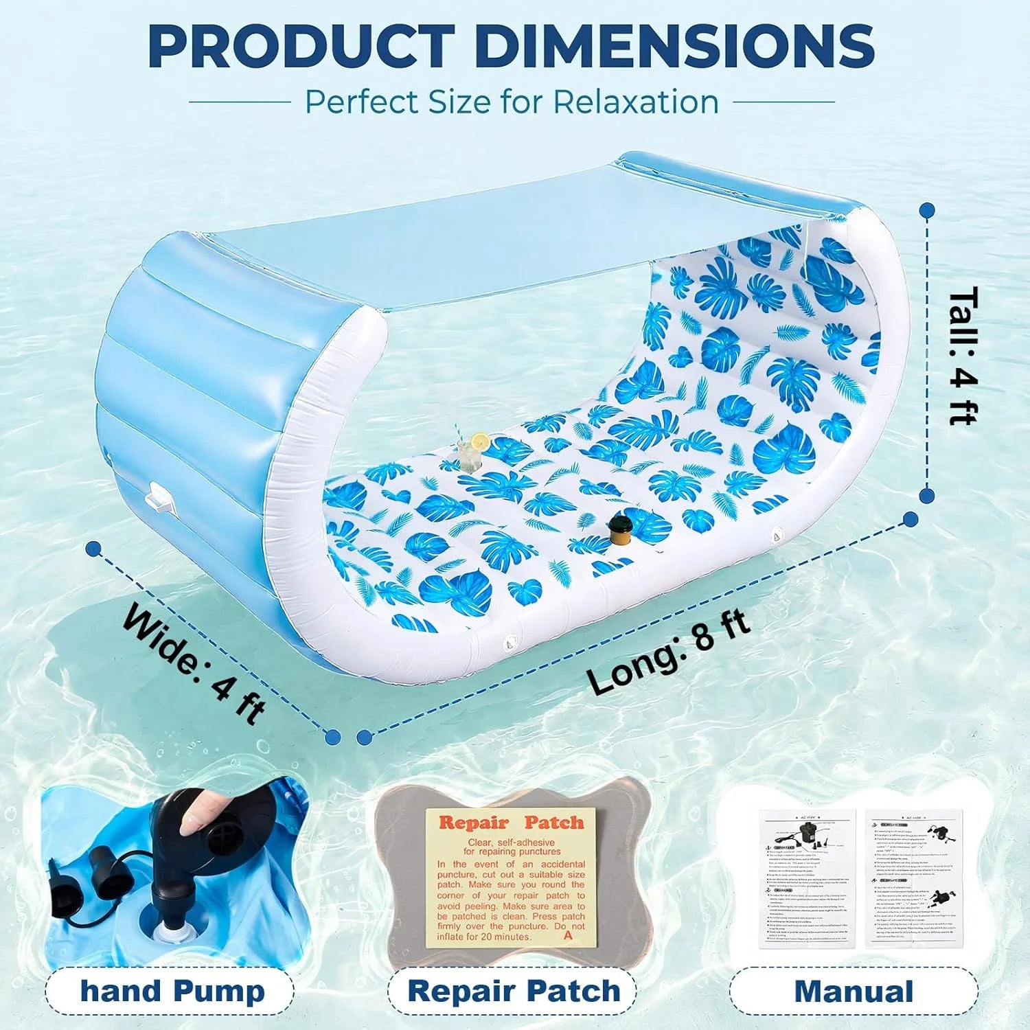 New Arrivals Inflatable Pool Float with Shade, 157 x 36 Extra Large Floating Couch Island Cabana Luxury Lounger with Canopy - Image 2