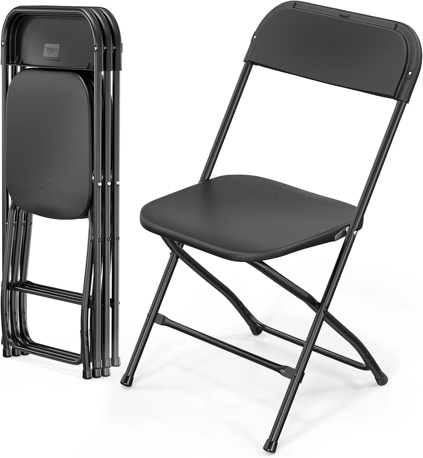 10 Pack White Plastic Folding Chair, Indoor Outdoor Portable Stackable Commercial Seat with Steel Frame 350lb. - Image 10