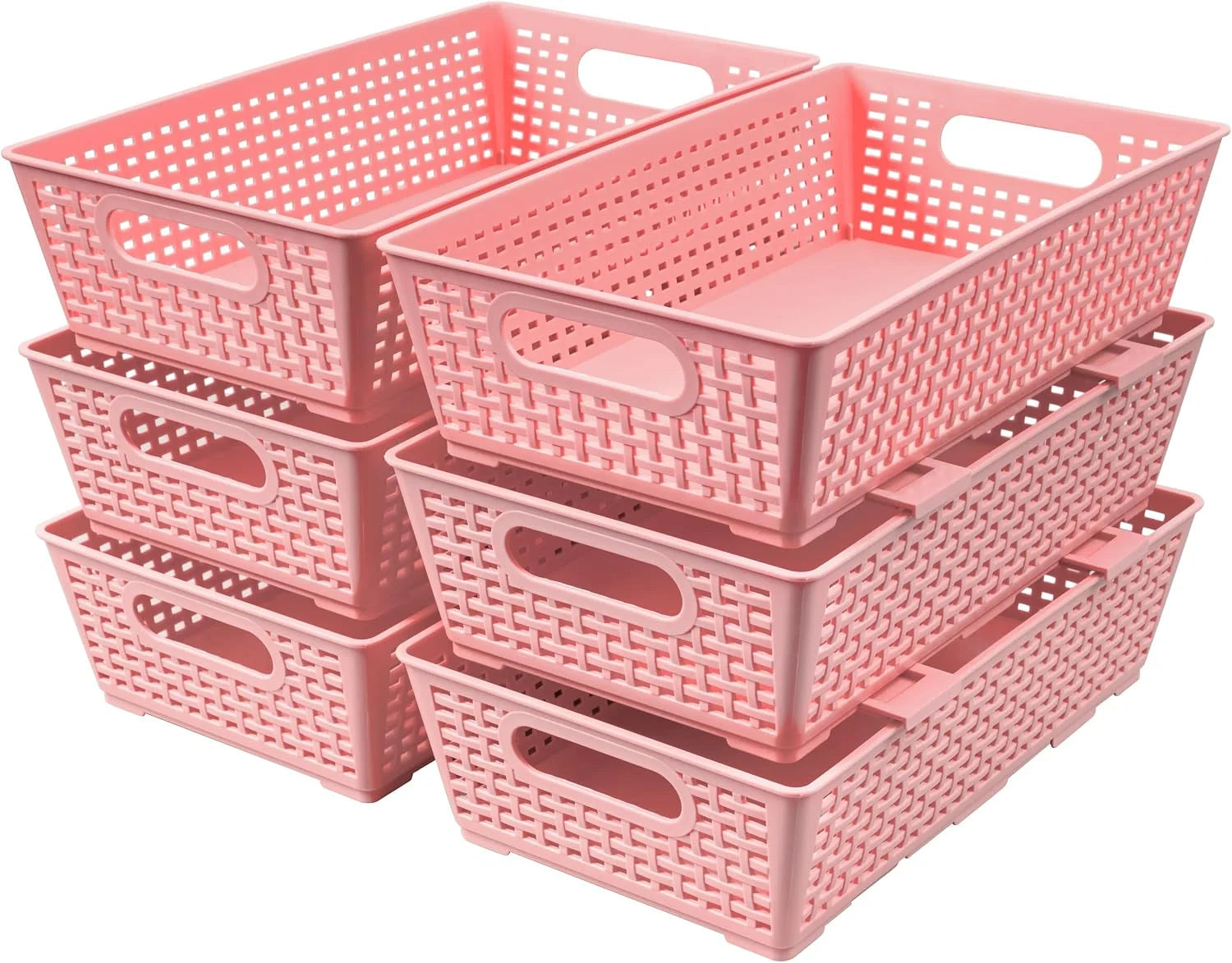 New Arrivals Woven Plastic Basket, Storage Bins for Cabinet, Closet, Shelf - Image 3
