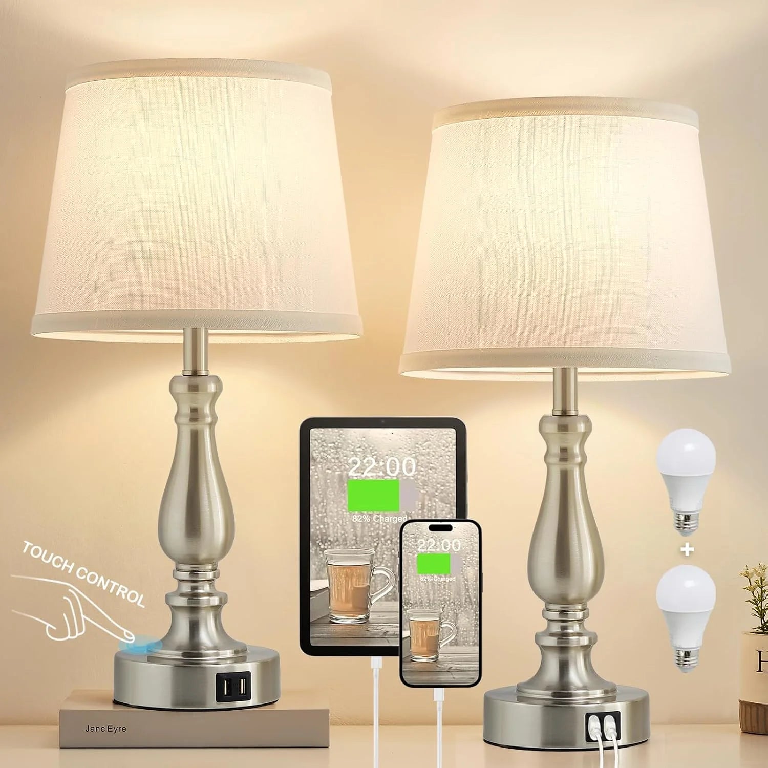 Lamps for Bedroom Set of 2, Dimmable, Bulb Included - Image 10