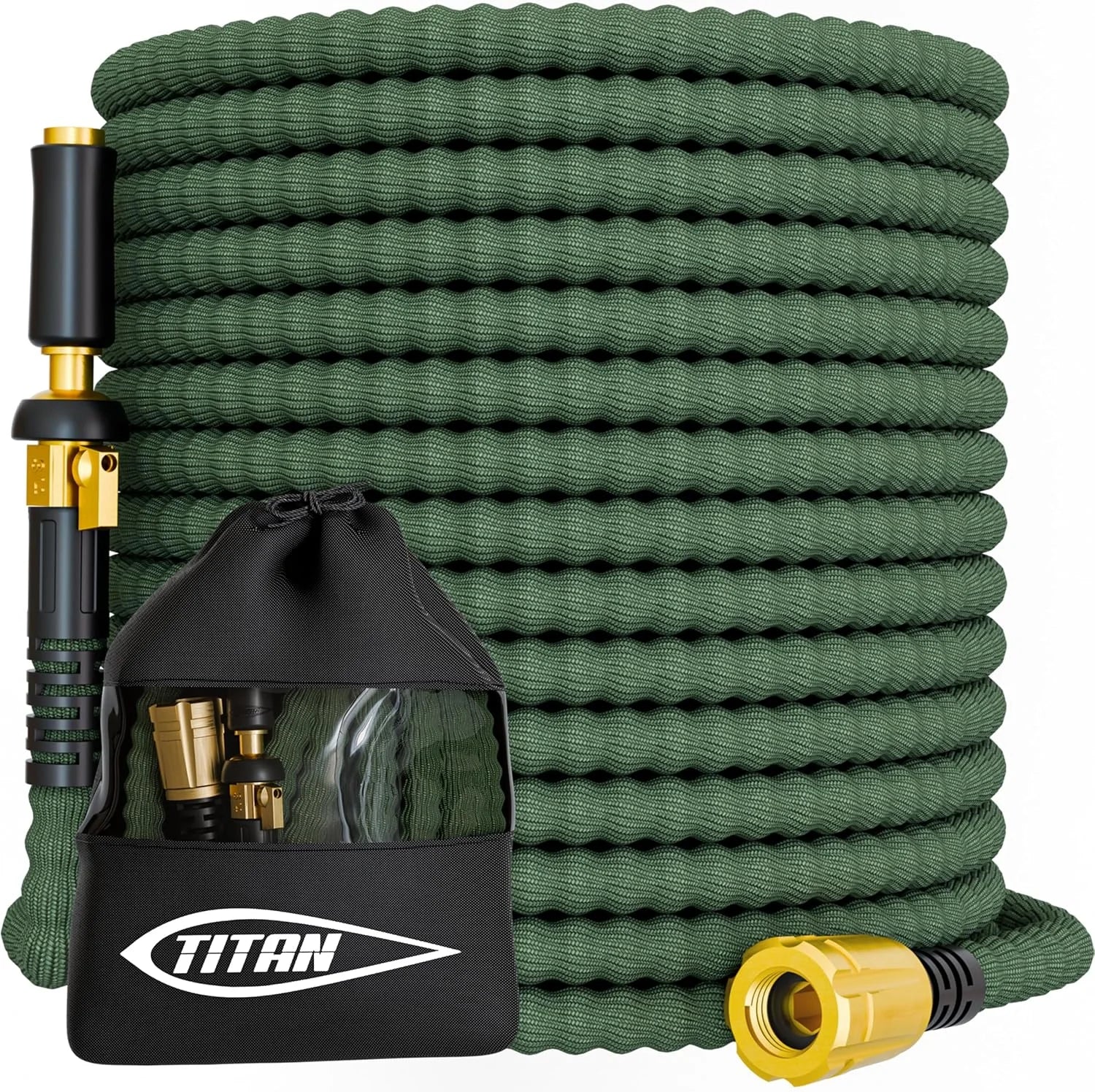New Arrivals Flexible Garden Hose 100FT, Ultra Lightweight, Heavy Duty Water Hose with Brass Fittings & Jet Nozzle