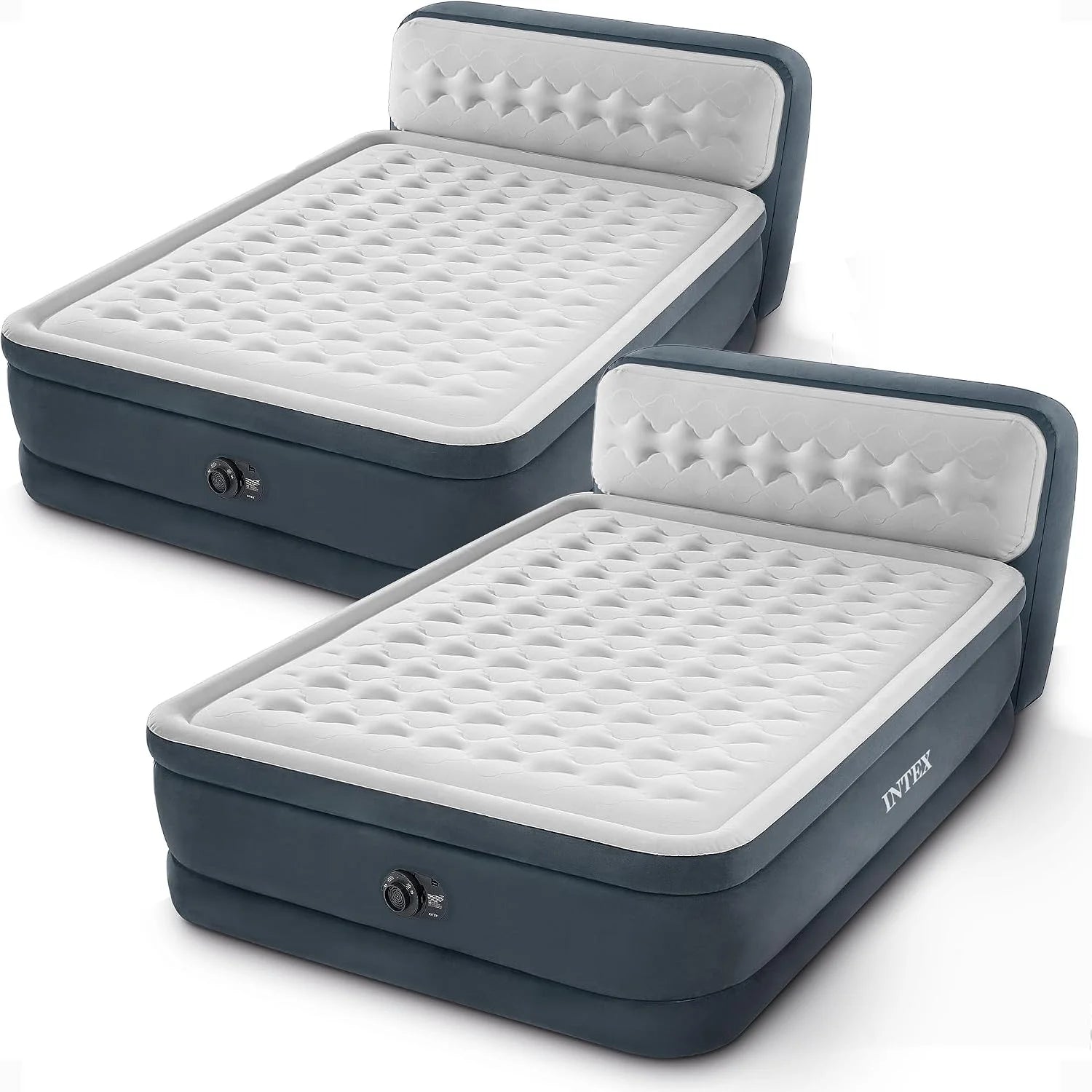 INTEX Queen Size Air Mattress, 18in Height Airbed with Headboard, Built-in Pump bifanuoyard - Image 2