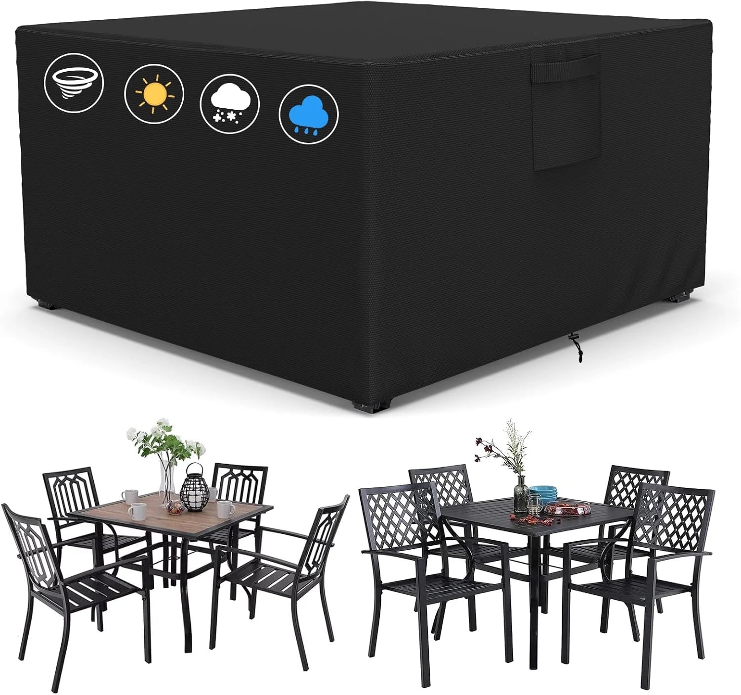 AKEfit Patio Furniture Covers,500D Heavy Duty Waterproof for Outdoor Square and Retangle Patio Table and Chair Covers - Image 3