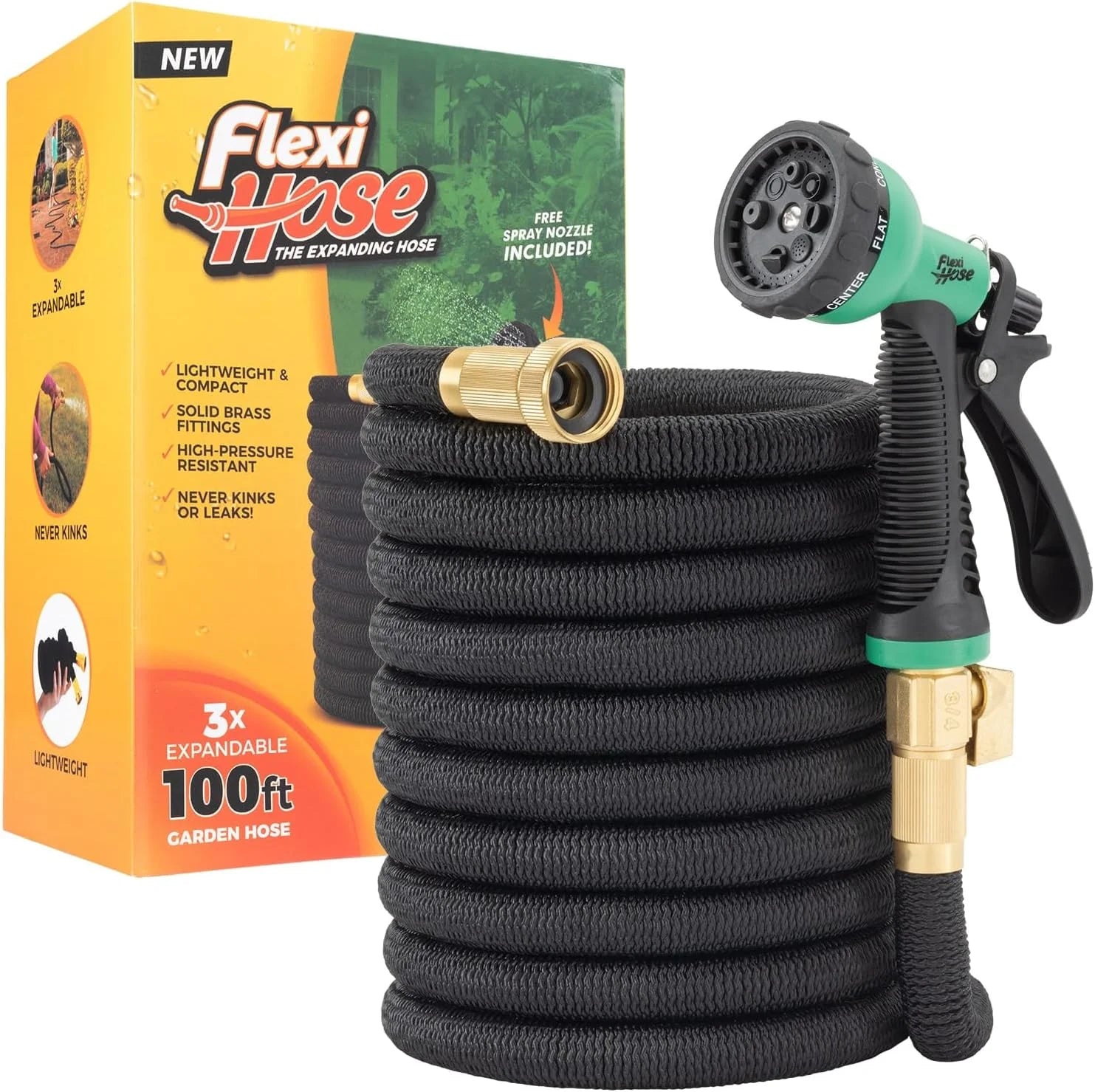 New Arrivals Hose Expandable Garden Hose with 8 Function Nozzle, 100FT, Lightweight Retractable Garden Hose - Image 3