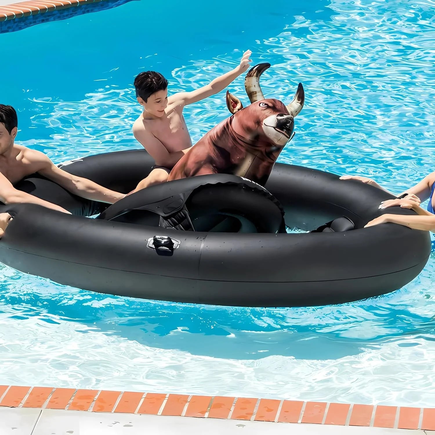 New Arrivals Realistic Bullfighter Mount Children Water Inflatable Toys Adult Thick Floating Row Inflatable Bull Water Toys - Image 7