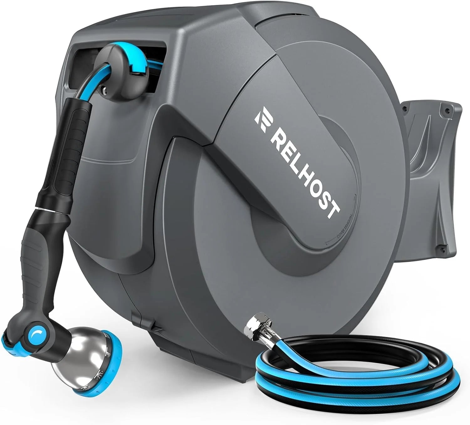 New Arrivals Retractable Garden Hose Reel, 1/2 in x 100 ft Wall Mount Heavy Duty Hose Reel with Any-Length Lock