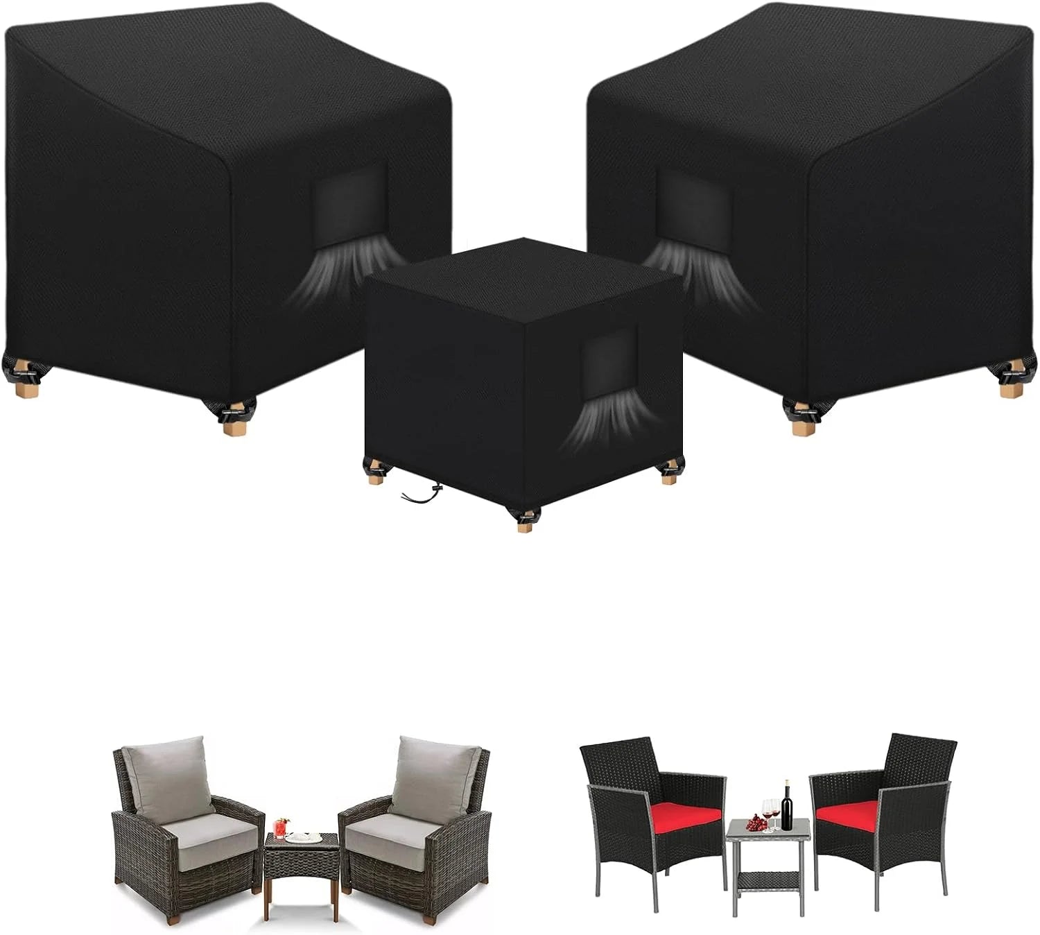New Arrivals SIRUITON 3 Piece Outdoor Veranda Patio Garden Furniture Cover Set - Image 2