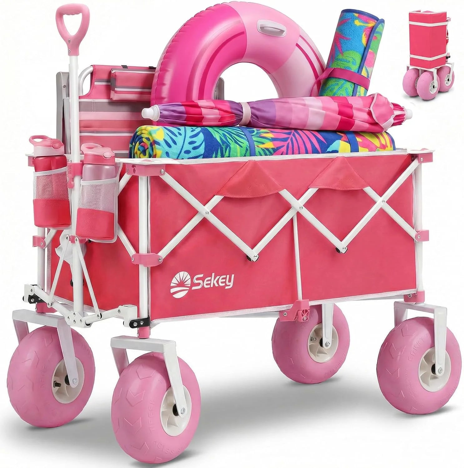 Sekey Heavy Duty Beach Wagon with 9 Big Sand-Proof Wheels " 600lb Capacity, 200L Oversized Foldable Cart - Image 3