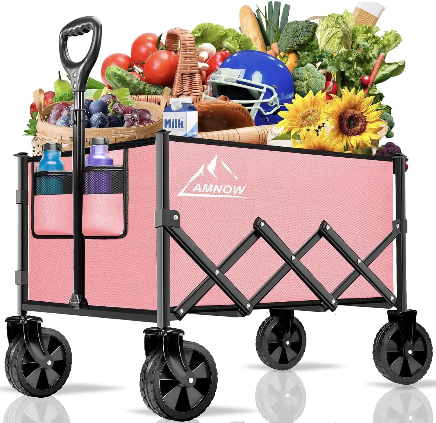 New Arrivals 100L Collapsible Wagon Cart with All Terrain Wheels, 350LBS, Black - Image 7
