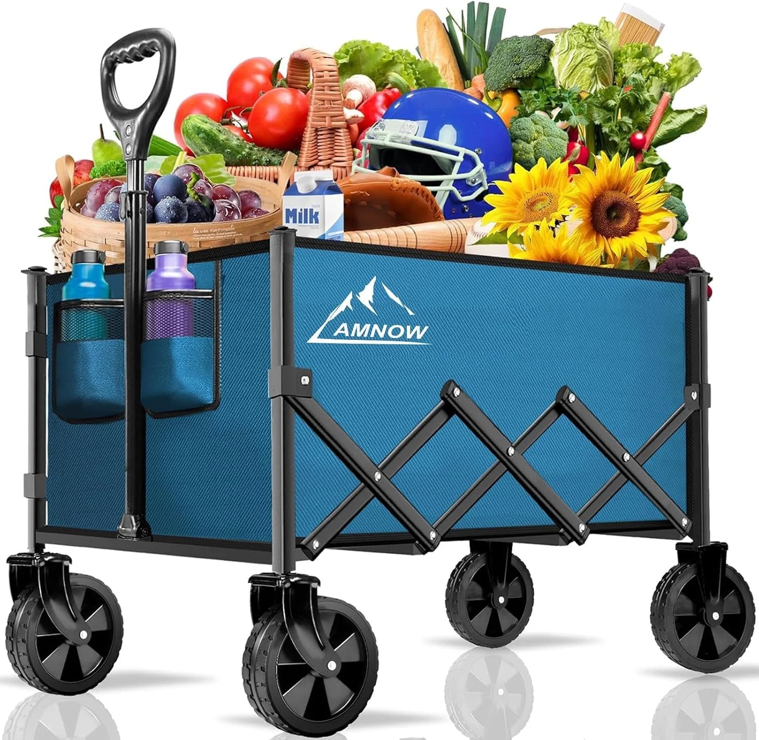 New Arrivals 100L Collapsible Wagon Cart with All Terrain Wheels, 350LBS, Black - Image 10