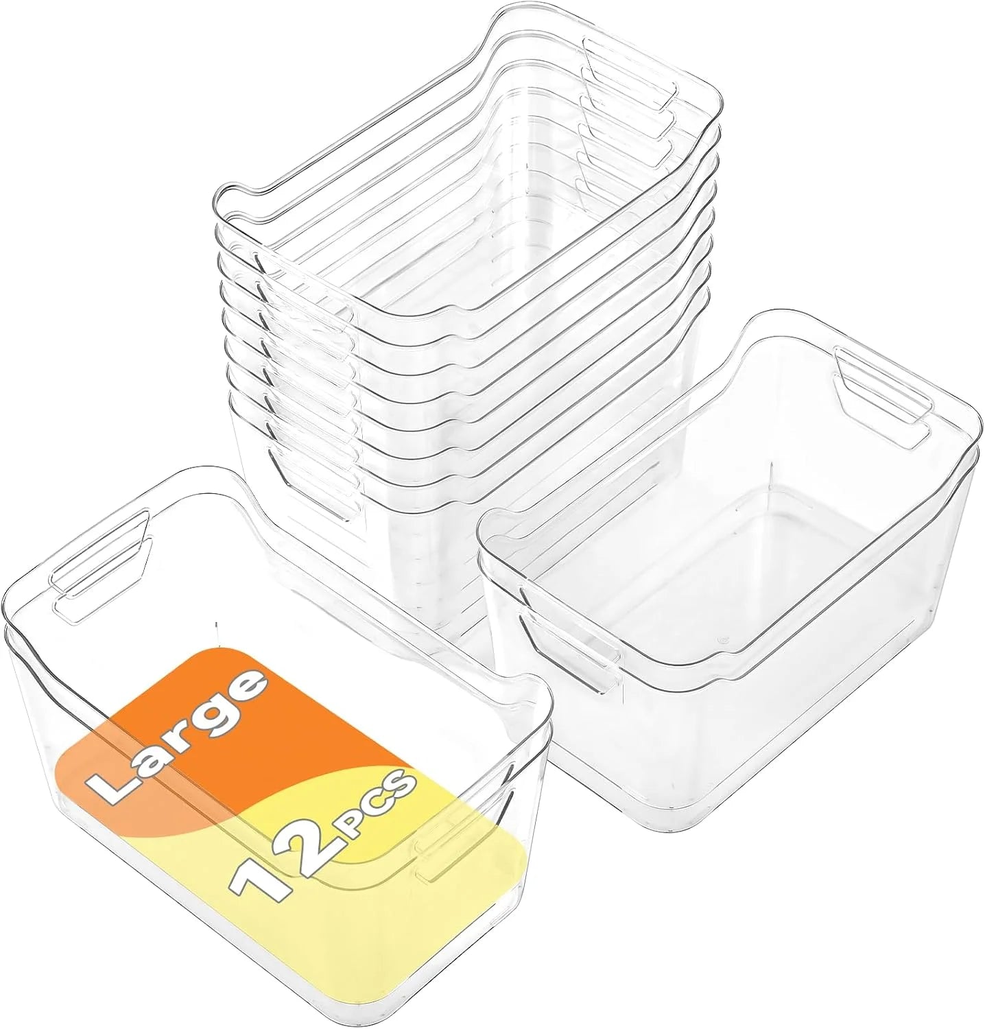 12 Pack Clear Plastic Storage Bins, Pantry Organizers and Storage, Clear Pantry Organizer Bins, Plastic Containers bifanuoyard - Image 2