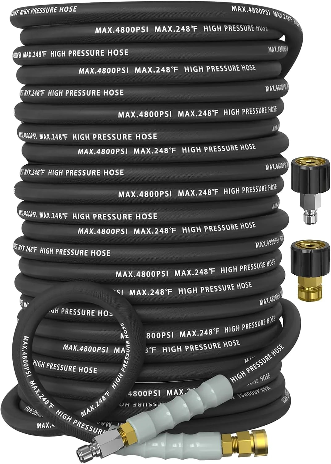 3/8 Pressure Washer Hose 50FT 4800 PSI, Kink Resistant Steel Braided Layer & NonMarking Rubber for Hot/Cold - Image 6