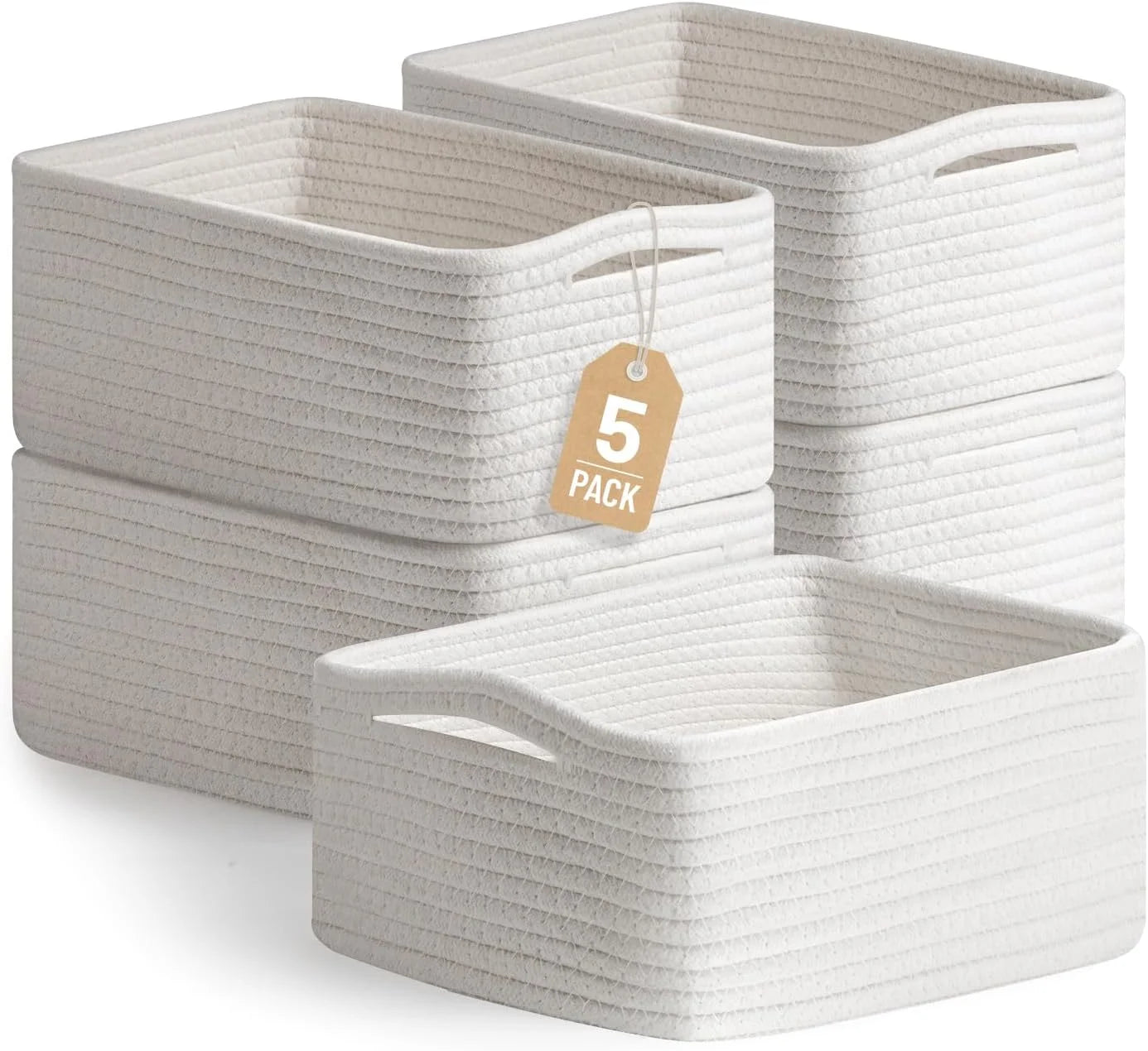 New Arrivals Small Woven Storage Baskets for Shelves, Gift Baskets Empty, 11.8×7.9×4.7, Decorative Cotton Rope Baskets - Image 4