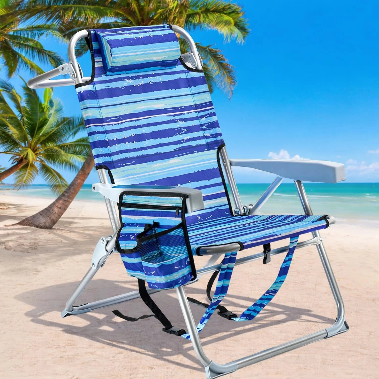 GVDV 2 Pack Backpack Beach Chairs for Adults, Mid-Height Foldable Chair with Lay Flat Position bifanuoyard - Image 4