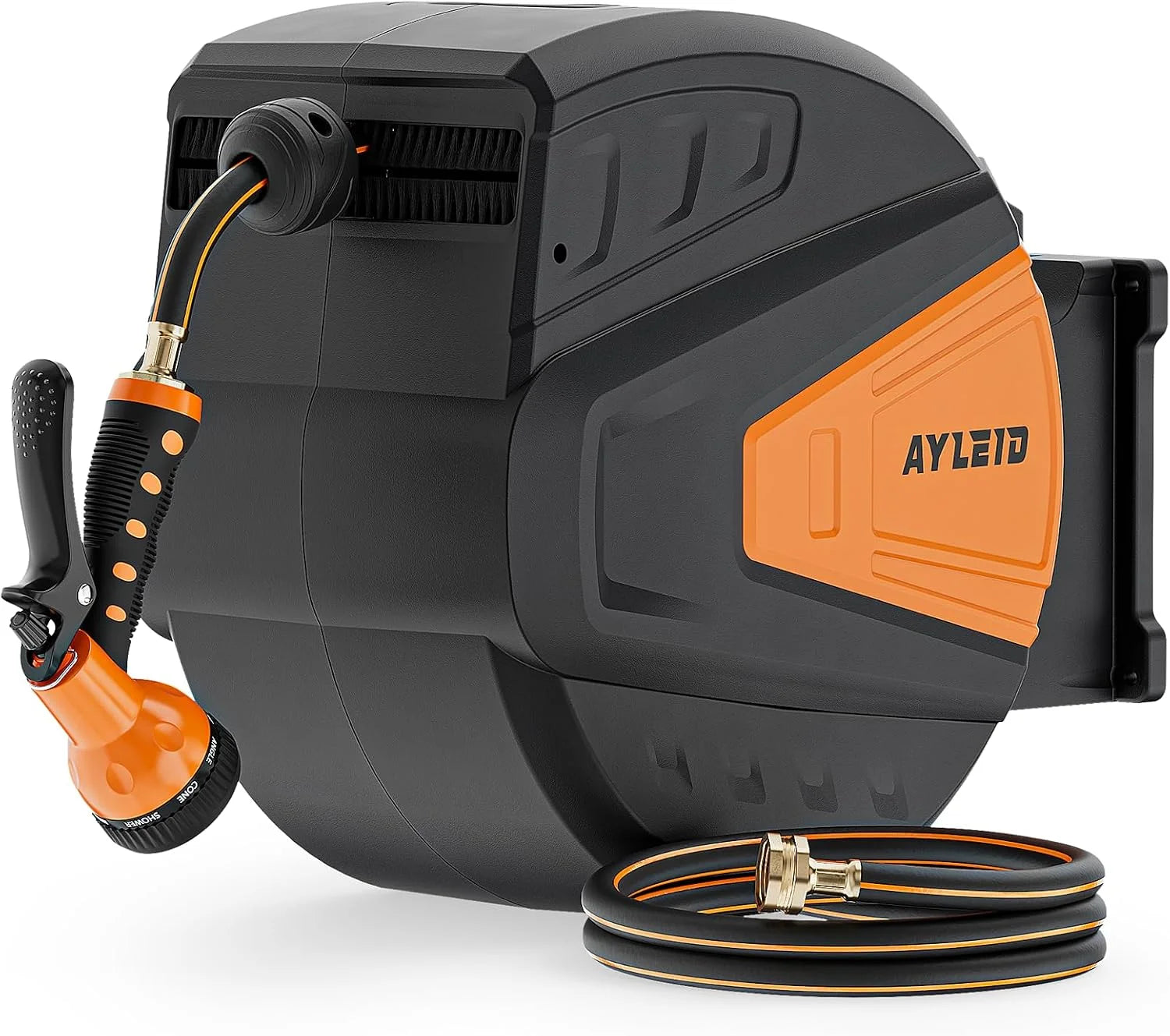 New Arrivals Retractable Rubber Hybrid Garden Hose Reel, 5/8x100ft Wall Mount, 24-month warranty, 9-pattern sprayer - Image 3