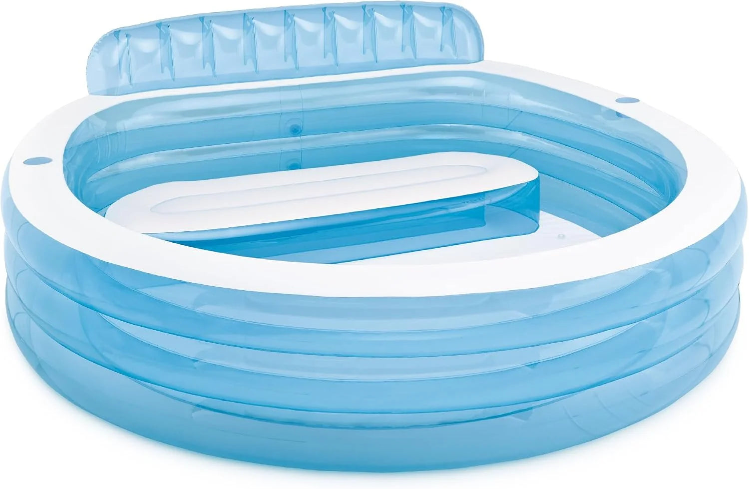 New Arrivals INTEX Swim Center Inflatable Family Lounge Pool: Built-In Bench " Cup Holder " 156 Gallon Capacity " 90 x 86 x 31 " Blue bifanuoyard